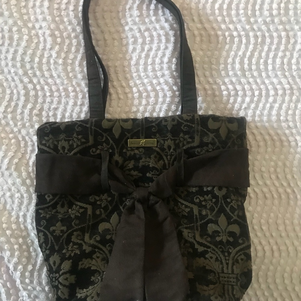 Tapestry-look velvety-feel boutique bag